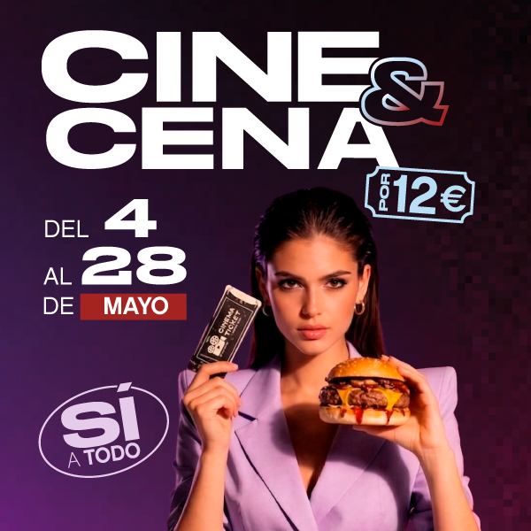 Chica con burger y ticket de cena