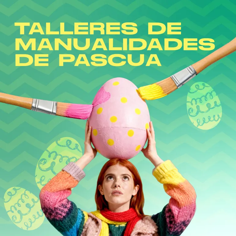 chica con huevo de pascua en la cabeza